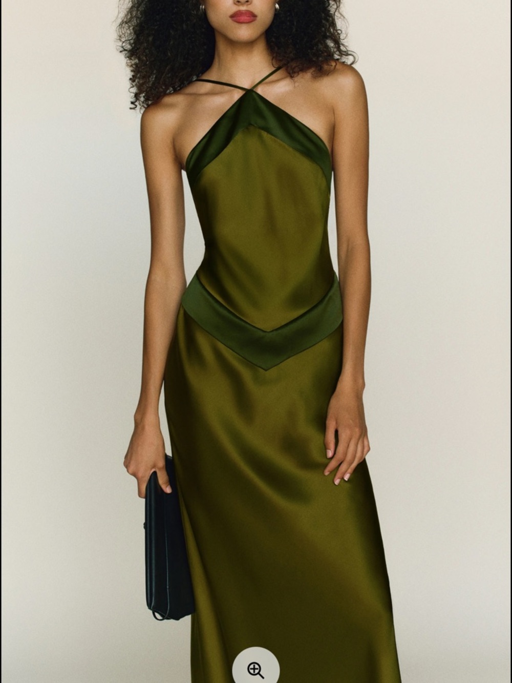 Reformation Jillian Silk Dress Olive Green Maxi Dress - Picture 5 of 7